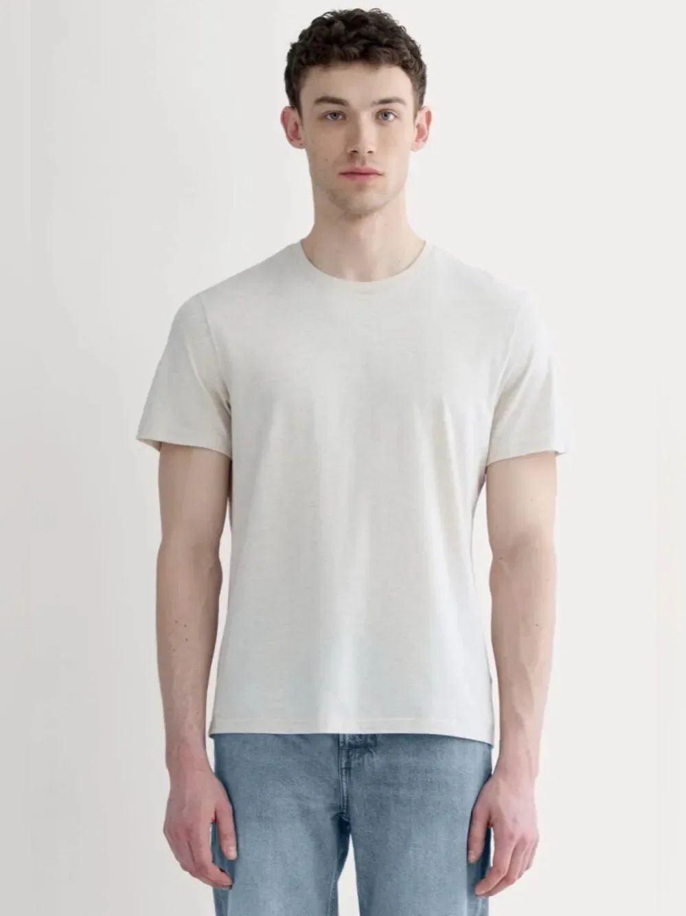 New Everlane THE ESSENTIAL ORGANIC CREW in HEATHERED OAT Size M